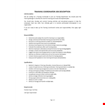 Training Coordinator Job Description example document template