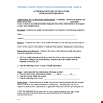 Authorize Health Information Release | Medical Release Form example document template