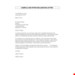 Offer Rejection Letter Format example document template