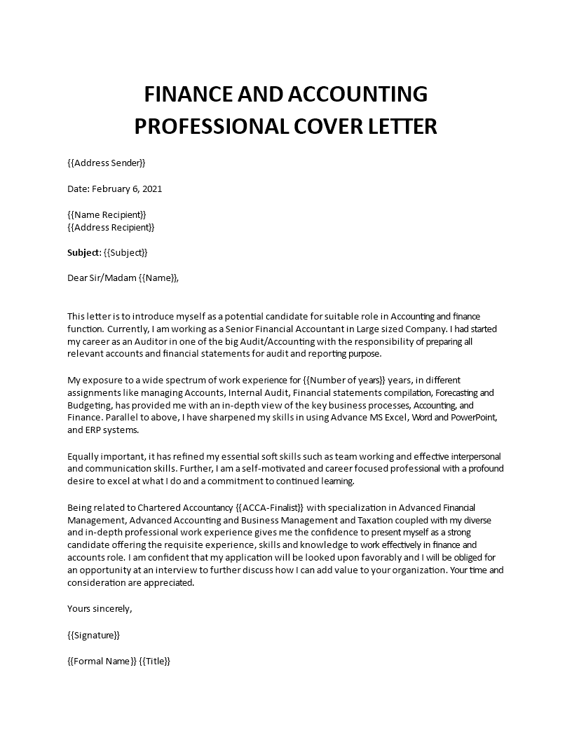 accounting job application letter