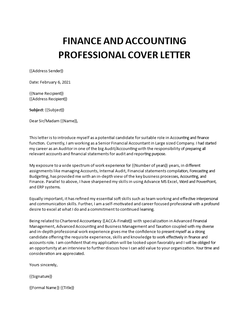 cover letter for job application in accounting