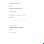 Job Application Letter For Nursing Student example document template