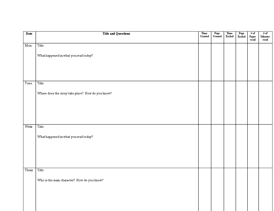 Free Reading Log Template | Track Your Daily Reading Progress Easily