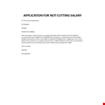 Application for not cutting salary example document template