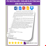 Solar Electrician Job Description example document template