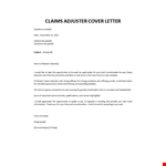 Claims Adjuster Cover Letter example document template