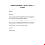 Approval for the change in office timings example document template