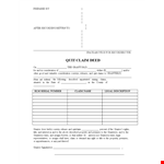 Affordable Quit Claim Deed Template - Notary Approved for Grantor & Grantee example document template