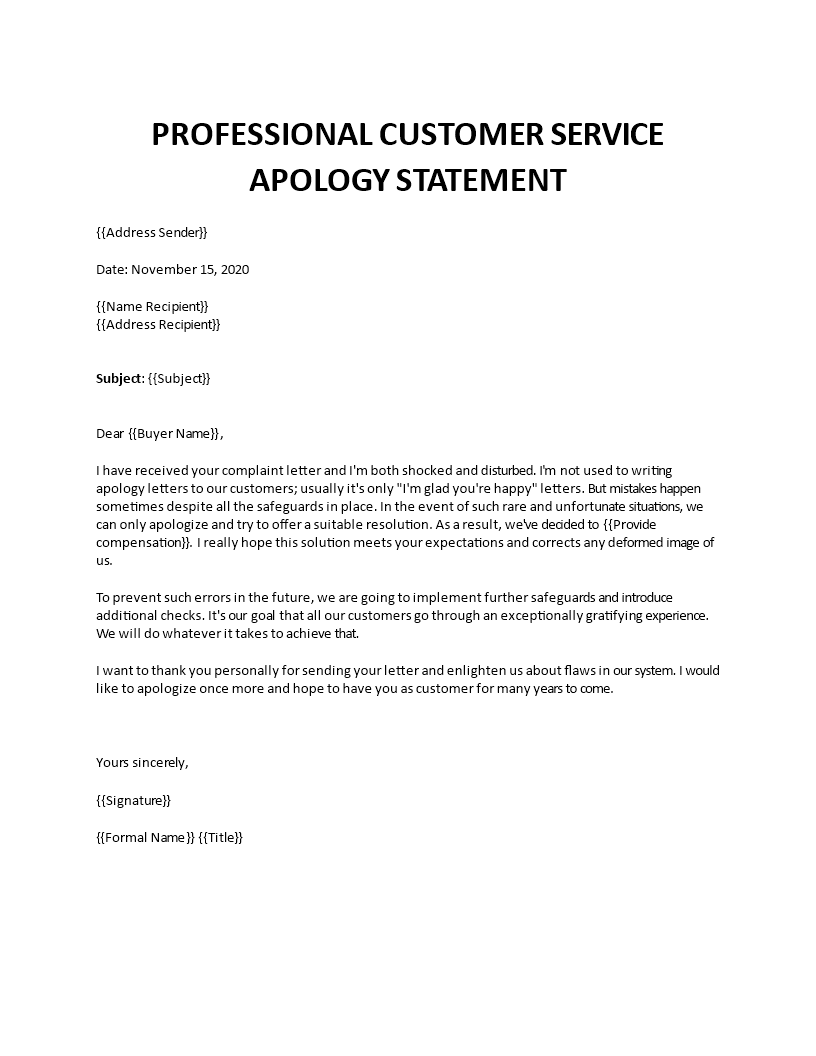 professional customer service apology letter Main Image professional customer service apology letter