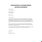 Professional Customer service Apology Letter example document template