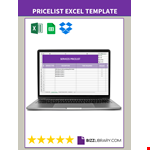 Pricelist Excel example document template 