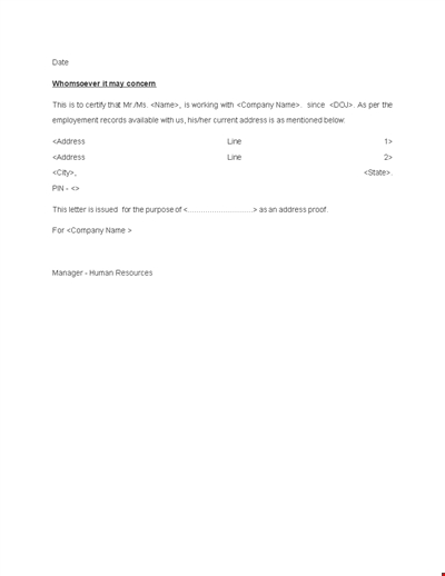 Proof of Residency Letter | Address Verification for