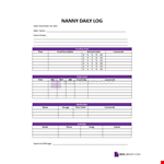 Nanny Daily Log example document template 