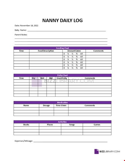 Nanny Daily Log