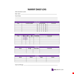Nanny Daily Log example document template