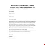Retirement Plan Analyst cover letter example document template
