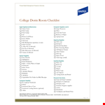 College Dorm Room Checklist example document template