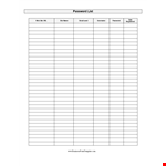 Create Secure Passwords with Our Password List Template example document template