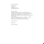 Resignation Letter Template Retail Job example document template