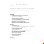Truck Driver Job Description example document template
