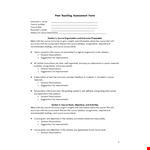 Peer Teaching Assessment Form example document template
