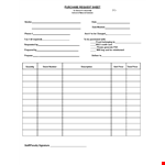 Sheet For Purchase Request Order example document template