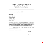 Graduate Program Letter of Intent Template example document template
