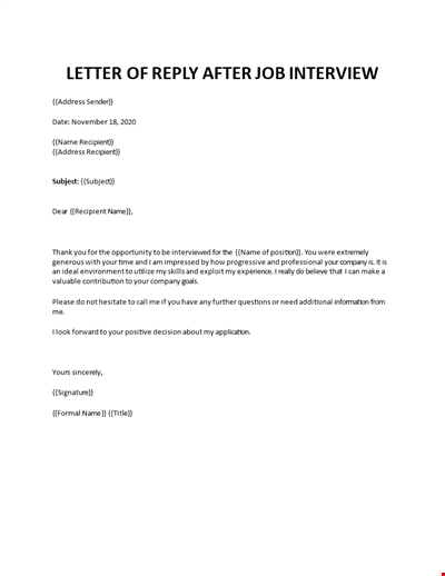 Letter of apply after job interview