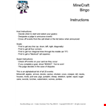 Free Mine Craft Printable Bingo Card example document template