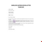 Employee Appreciation Letter example document template