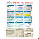 Teacher Calendar example document template 