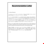 Expert Letter of Recommendation for Students example document template