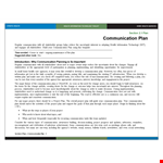 Communication Plan Template | Communication Goals example document template