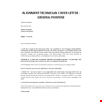 Alignment Technician Cover letter example document template