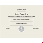 Diploma Template - Create Your Customized Course Diploma example document template