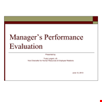 Manager Self Evaluation: Sample for Performance Evaluation, Goals, and Supervisor example document template