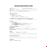 Editable Repair Work Order Template example document template