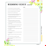 Wedding Venue Checklist Template example document template