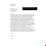 Elementary Teacher Job Application Letter example document template