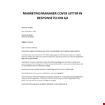 Digital Marketing Manager cover letter example document template