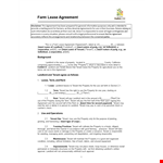 Farm Lease Agreement for Landlords and Tenants | Property Agreement example document template 