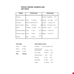 School Academic Calendar | Holiday, Monday & Friday Schedules example document template 