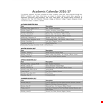 Printable Weekly Academic Calendar | Monday-Friday | Session Classes example document template