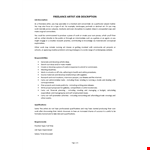 Freelance Artist Job Description example document template