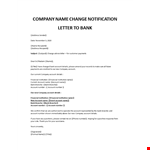 Company Name Change Letter To Bank example document template