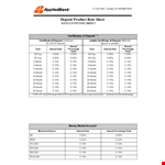 Product Rate Sheet Template example document template