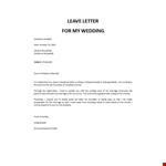 Leave Letter for My Wedding example document template