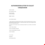 Bank Authorization Letter to collect Cheque book example document template