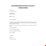 Bank Authorization Letter to collect Cheque book example document template 