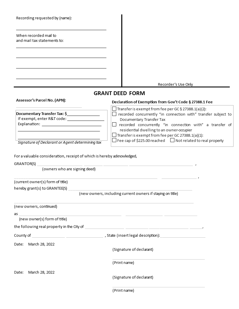 grant deed form template